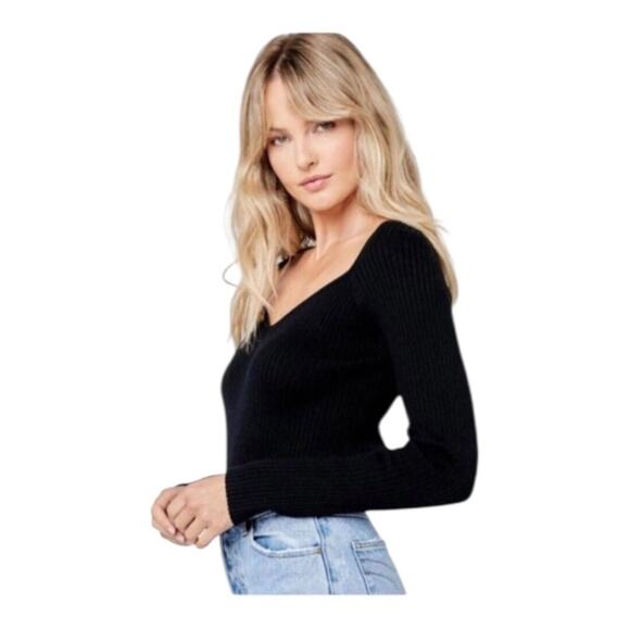 L Space Camryn Top Black Ribbed Sweater Long Sleeve Women's Size Extra Small NWT - Picture 15 of 16